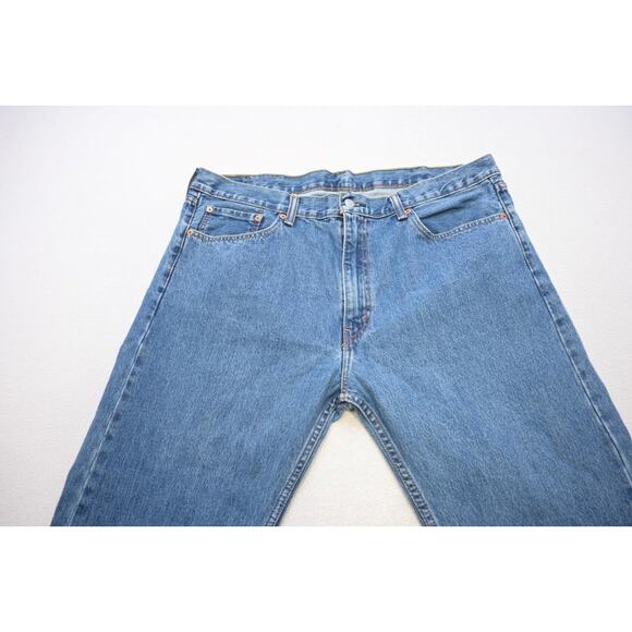 Levi's 505 Regular Fit Straight Rugged Denim Blue Jeans Mens Size 42 x 32 - Picture 5 of 7